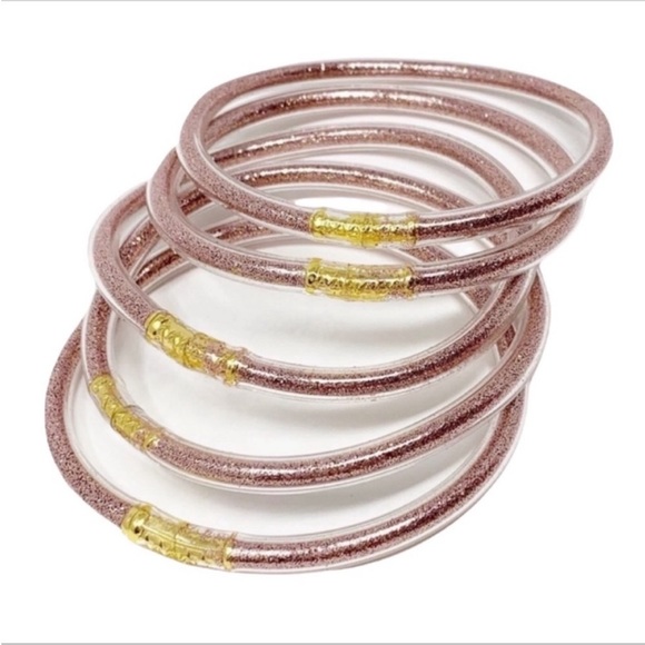 5 ROSE GOLD jelly bangle bracelets set NEW - Picture 3 of 6